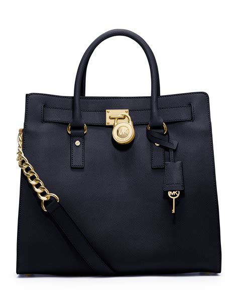 michael kors hamilton saffiano black silver hardware|Michael Kors Hamilton bag.